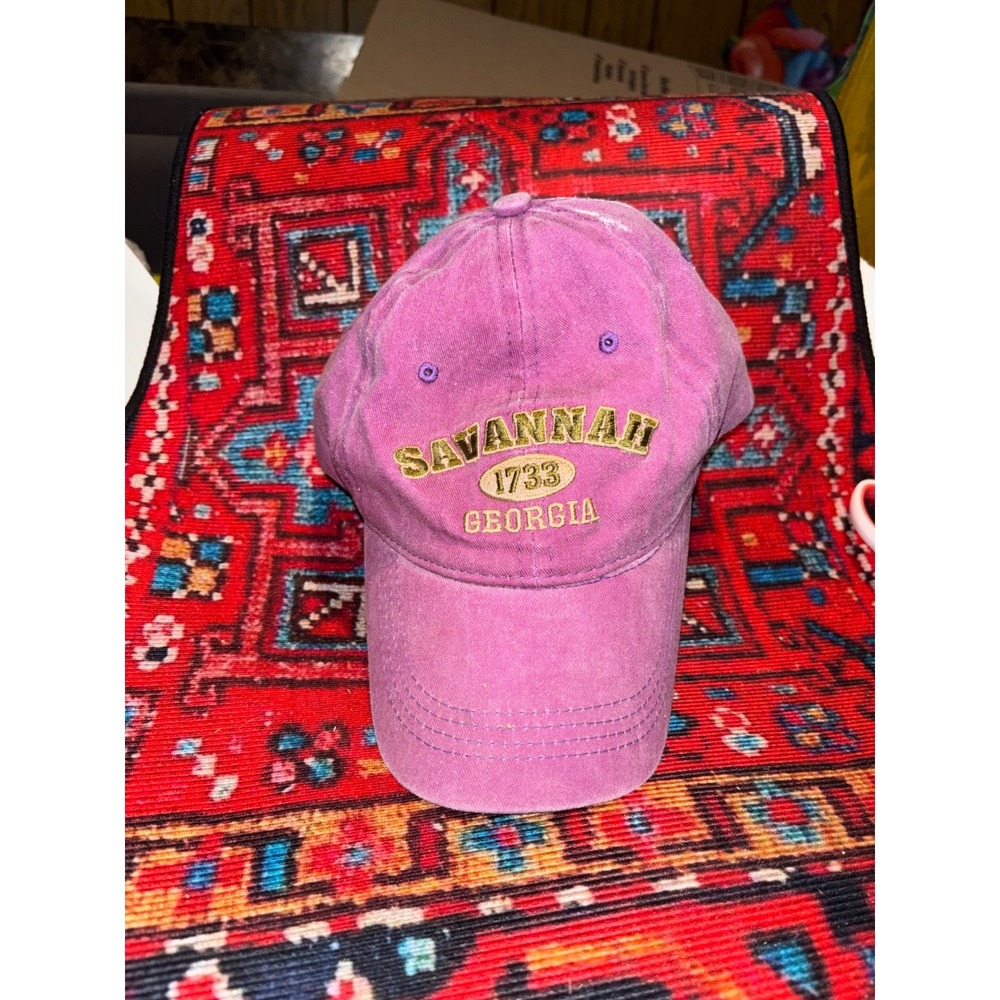 Lucky 7 USA Savannah Georgia 1733 Baseball Cap Purple Distressed Souvenir Hat